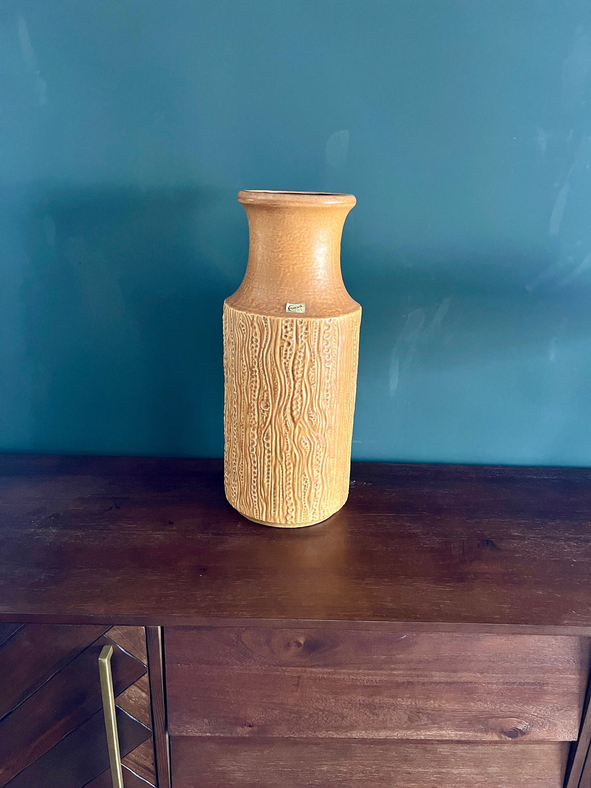 Rarität! Carsten Tönnieshof Vase 7651-80 in perfektem Zustand. Hergestellt 1976-1977, braune Mid Century Bodenvase, Handarbeit