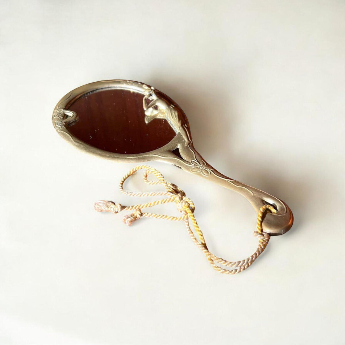 Original Jugendstil Handspiegel aus Messing ca. 1915