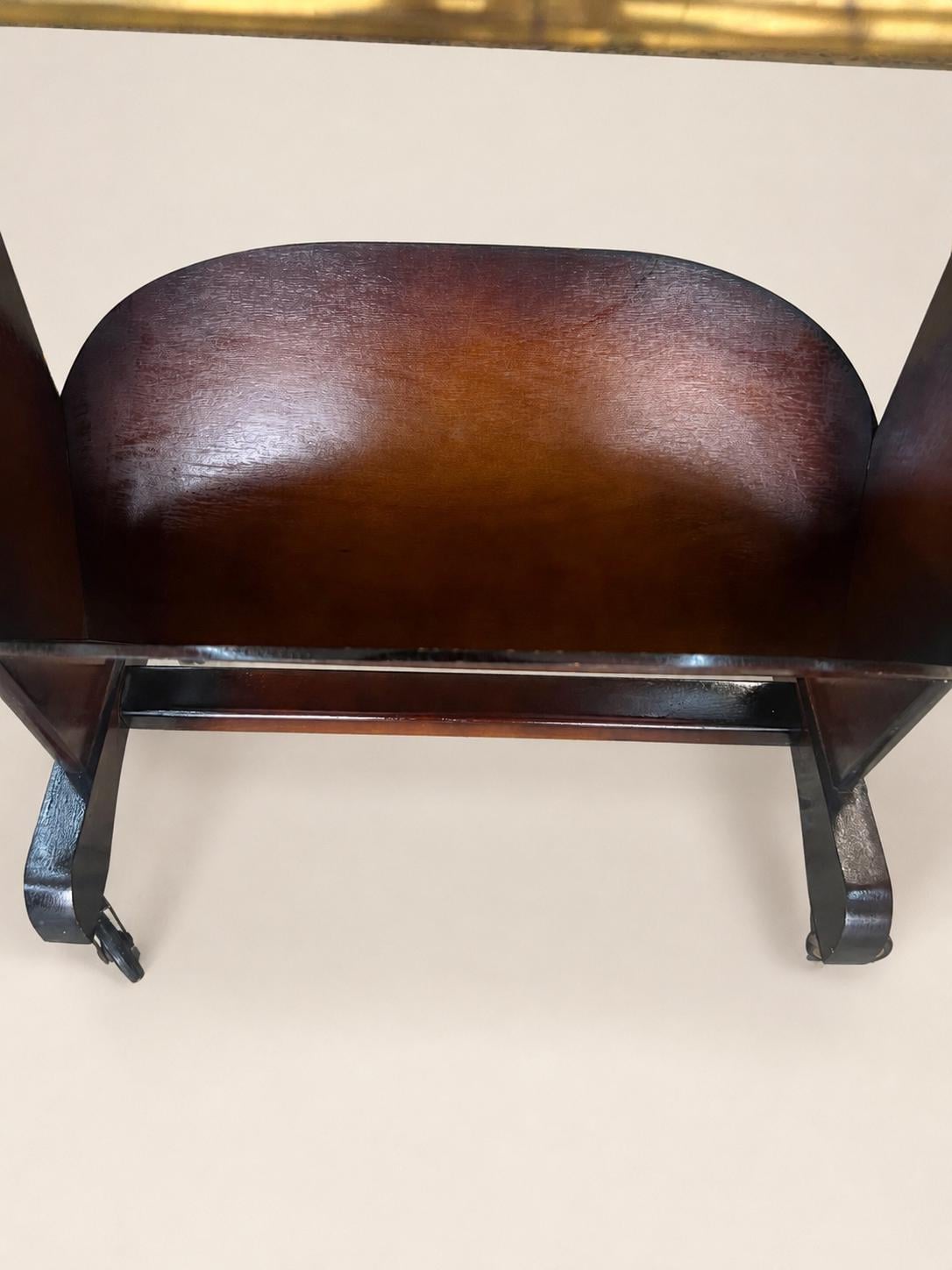 Vintage Servierwagen mit Resopalplatte | Mid Century Barwagen auf Rollen | Beistelltisch mit Zeitungsablage und Messingband