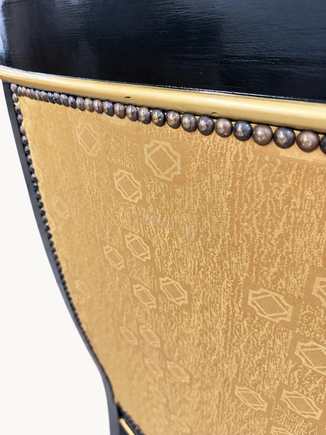 Vintage Sphinx-Sessel in Schwarz & Gold | Empire Revival Armlehnstuhl | Egyptian Revival Statement Chair