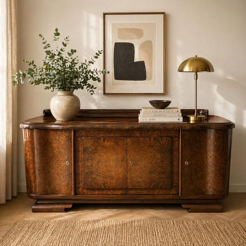 Art Déco Sideboard aus Nussbaum mit Marmorplatte · 1930er