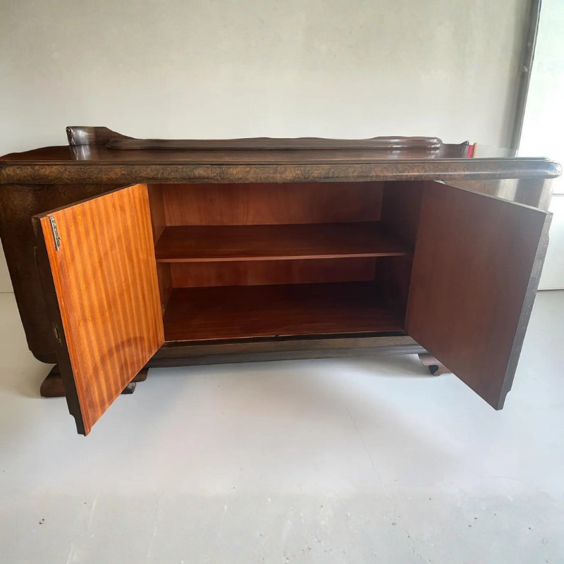 Art Déco Sideboard aus Nussbaum mit Marmorplatte · 1930er