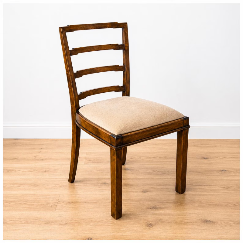Mid Century Stuhl Nussbaum Vintage Esszimmerstuhl 1940er | Holz Stuhl gepolstert B&F, 8 verfügbar