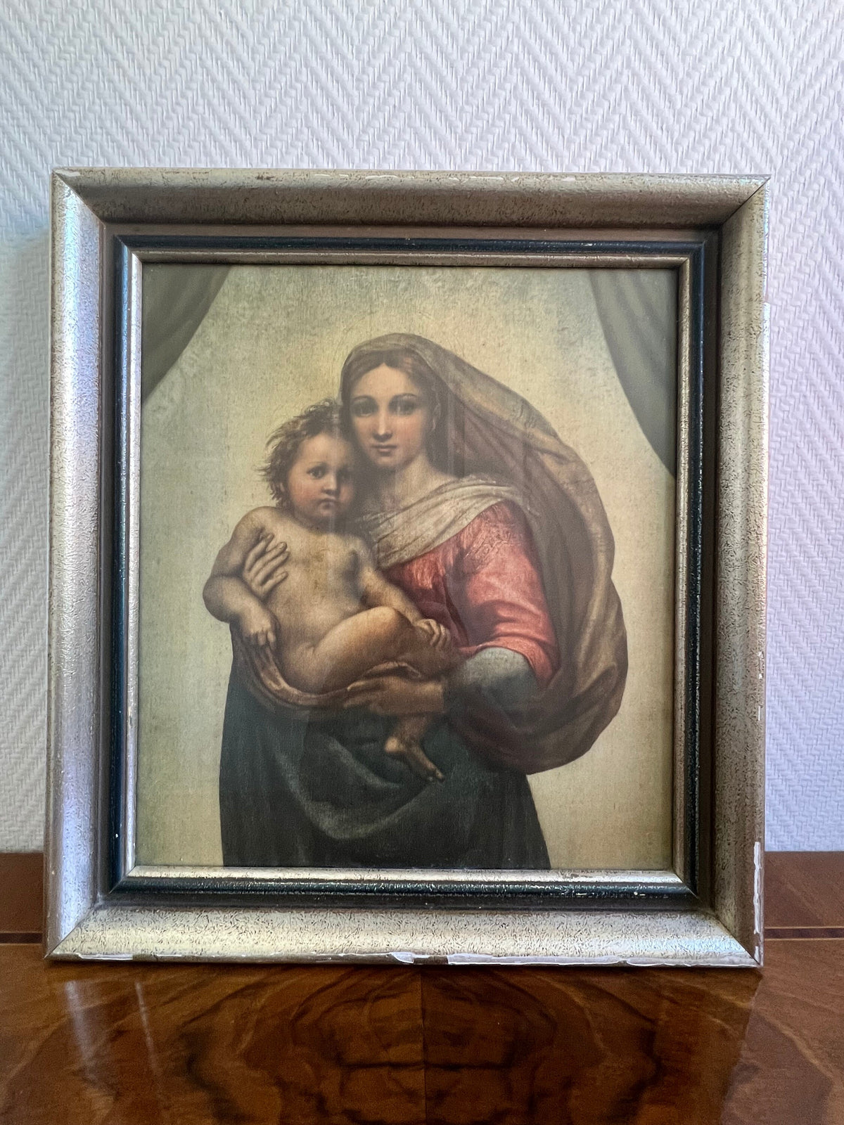 Sixtinische Madonna (Ausschnitt) Nr. 574 Raffael, im alten Originalrahmen ca. 1920 von F. Brockmann