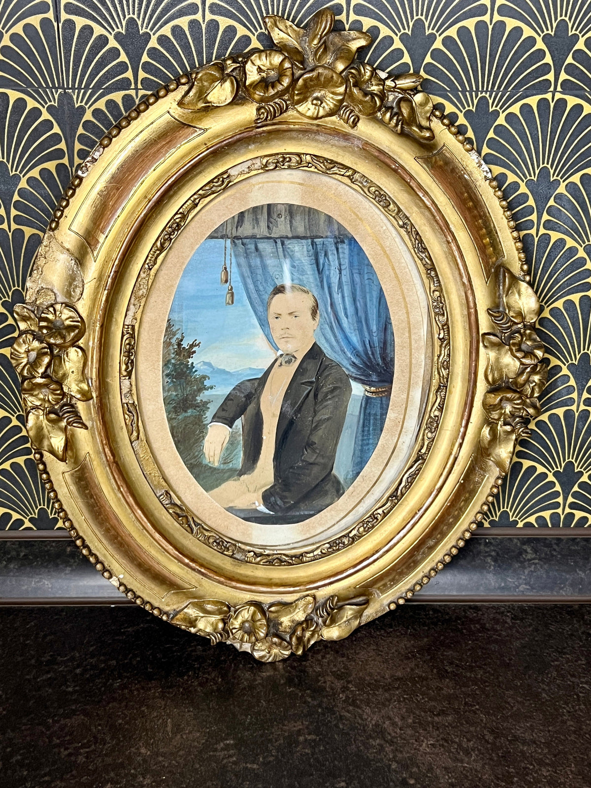Rarität! Biedermeier Originalfoto nachkoloriert im Originalrahmen 19. Jahrhundert