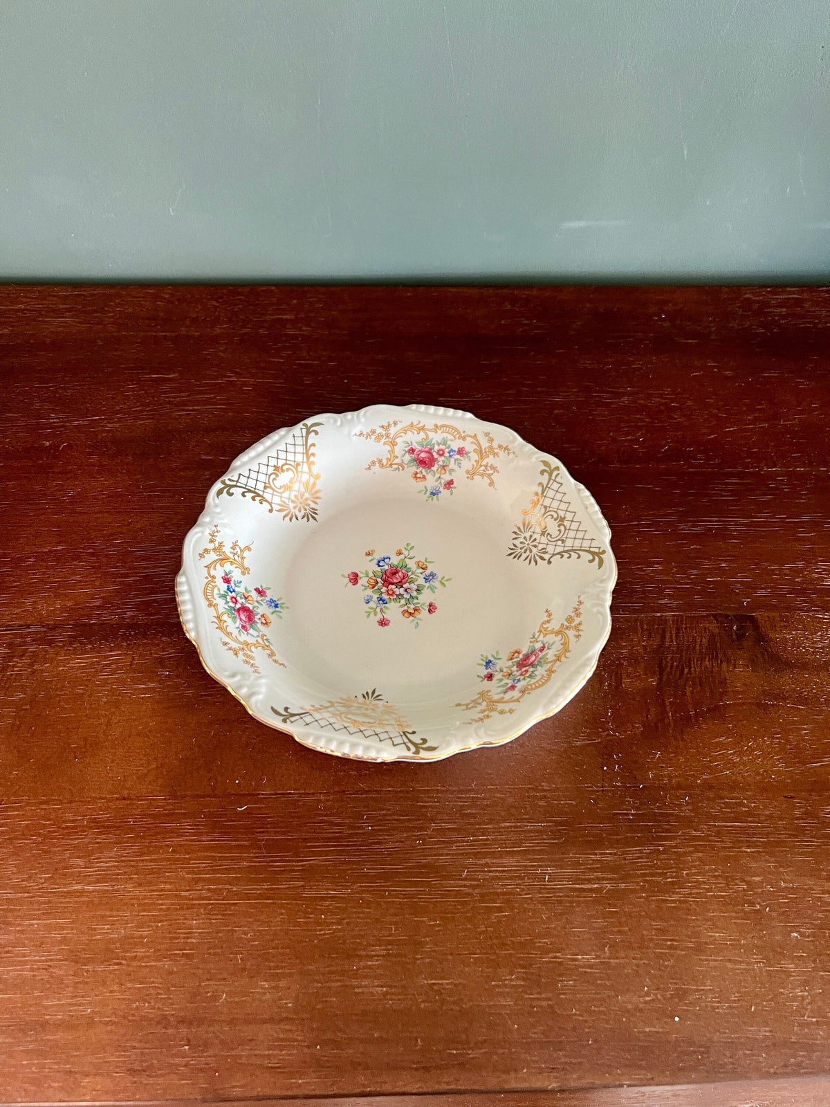 Vintage Servierschale von Winterling mit Blumendekor 14k Golddekor aus den 1950er Top Zustand