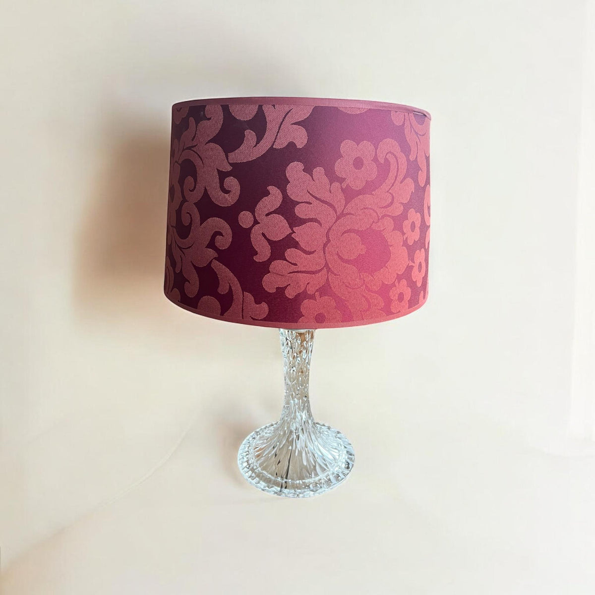 Peill & Putzler Vintage Kristallglas-Tischleuchte, hergestellt in Deutschland mit modernem Lampenschirm. Space Age Lampe aus den 70ern.