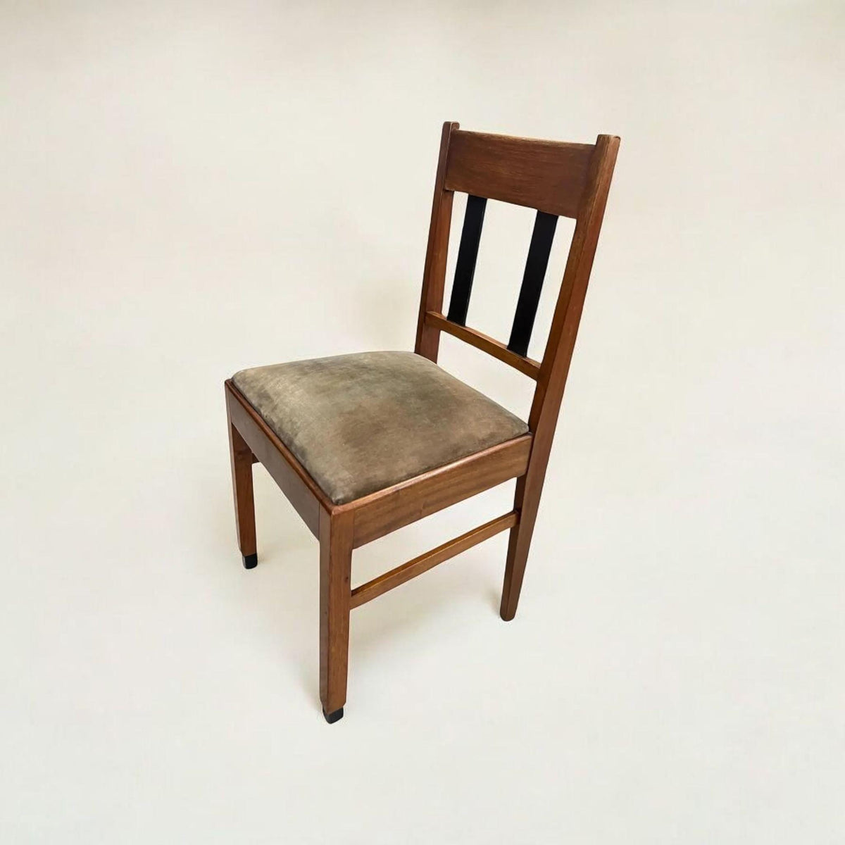 Art Deco  Stuhl -  Eiche mit Bezug aus grünem Samt ca. 1920-1930