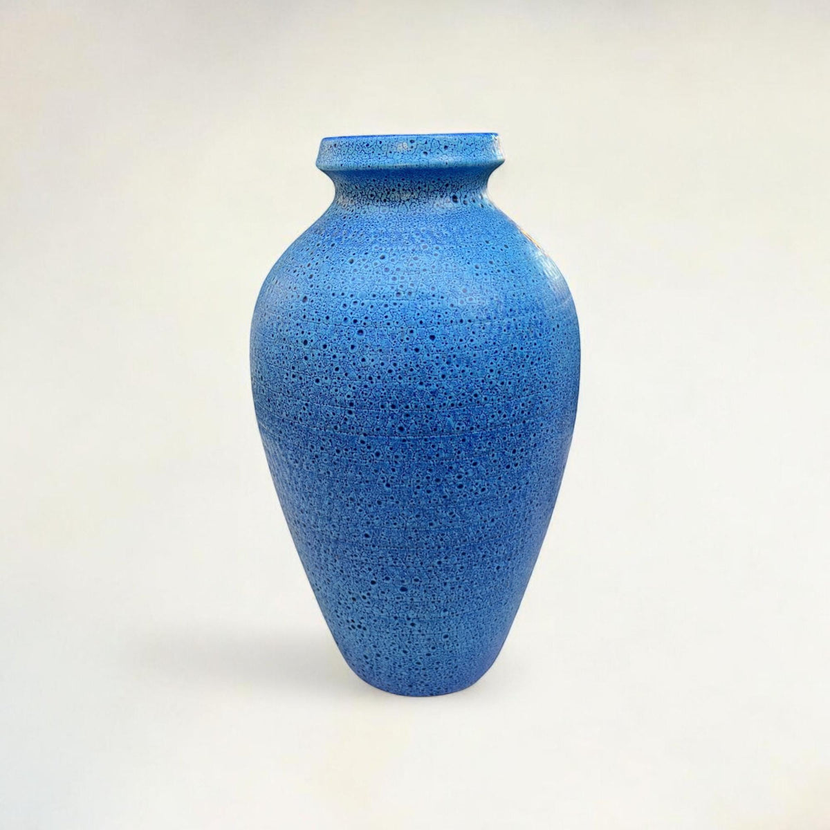 Rarität! Fohr Vintage West Germany Vase, Modell 390-35, Blaue Keramikvase mit Lava-Schaumglasur und Signatur