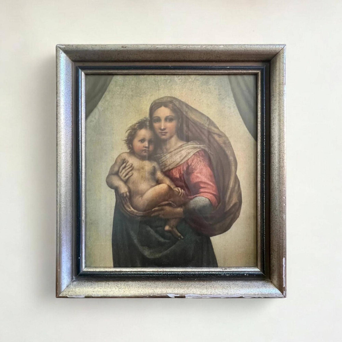 Sixtinische Madonna (Ausschnitt) Nr. 574 Raffael, im alten Originalrahmen ca. 1920 von F. Brockmann