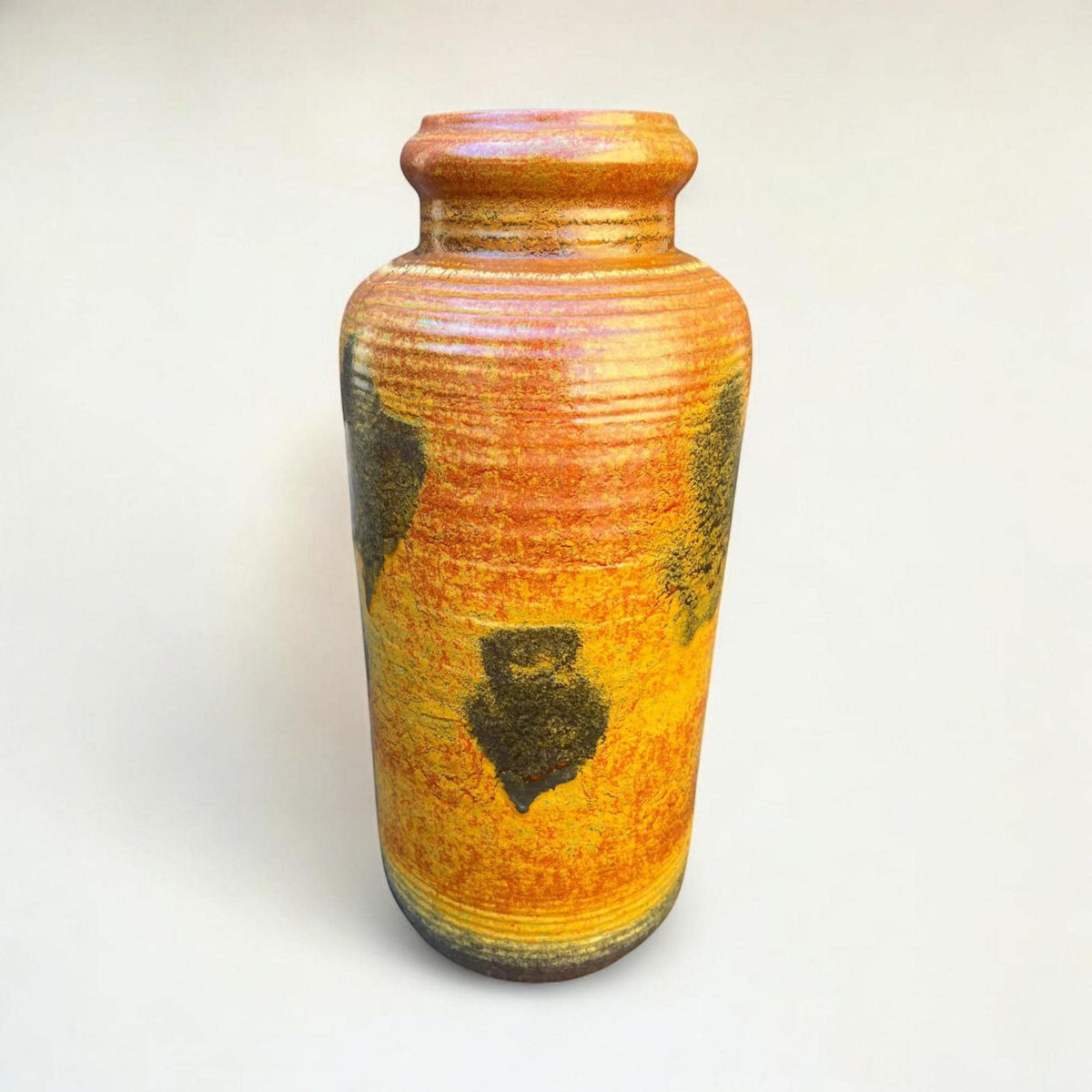 Große Vintage Bay Bodenvase, Rostbraun mit dunklem Dekor, 60er/70er Jahre, West German Pottery, Mid Century, Modellnr. 630/45