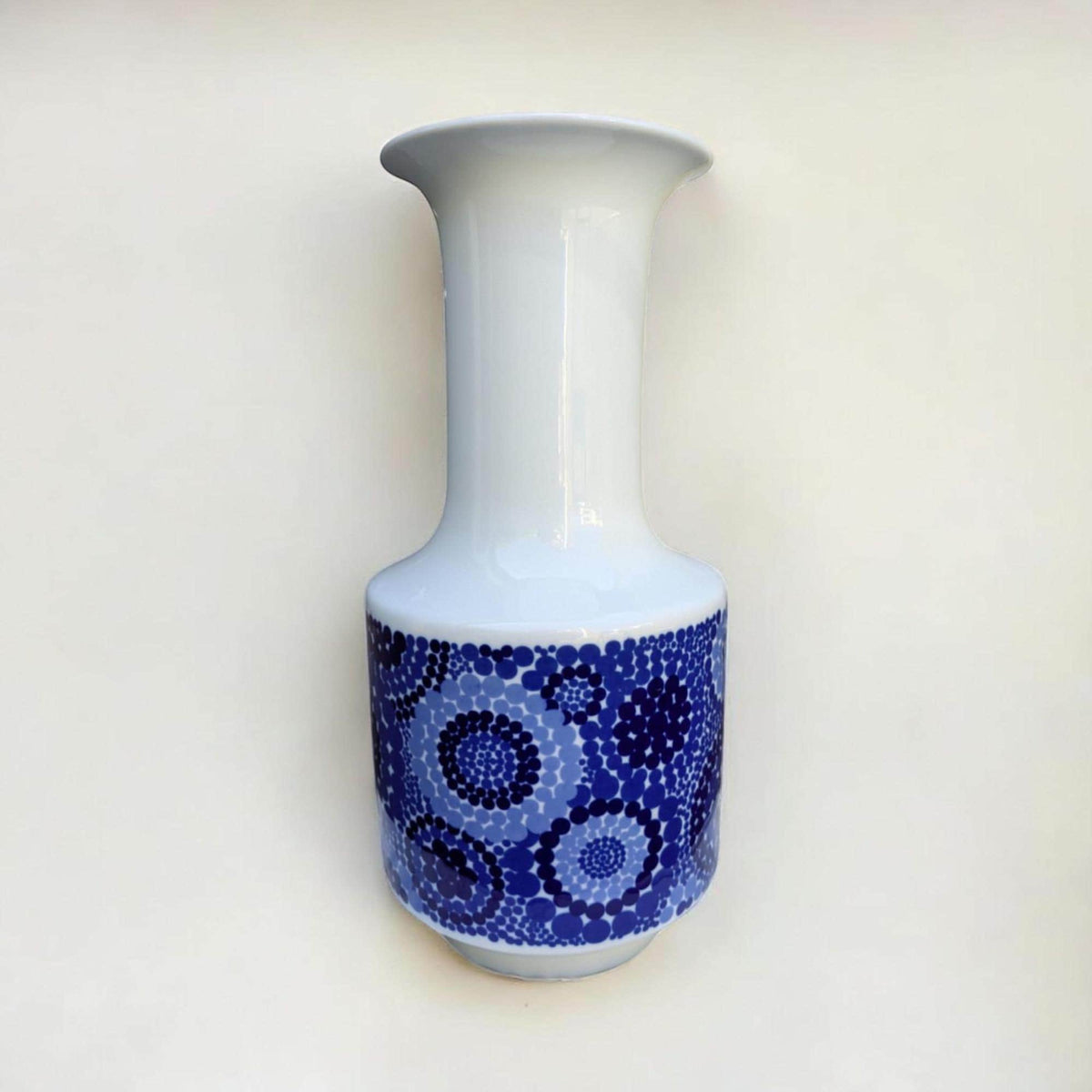 Vintage Porzellanvase von H&C Heinrich Selb, Echt Kobalt, Weiß-Blaue Blumenvase im Mid-Century-Stil