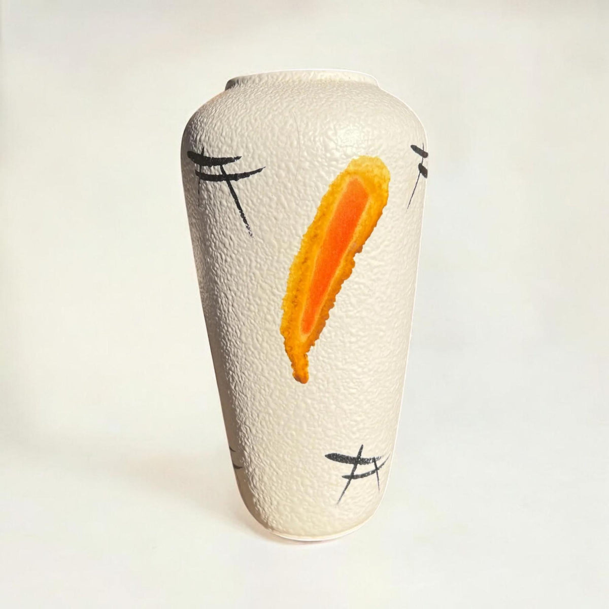 Vintage Vase – 60er/70er Jahre – Keramik mit Struktur & abstraktem Dekor – Mid Century Modern