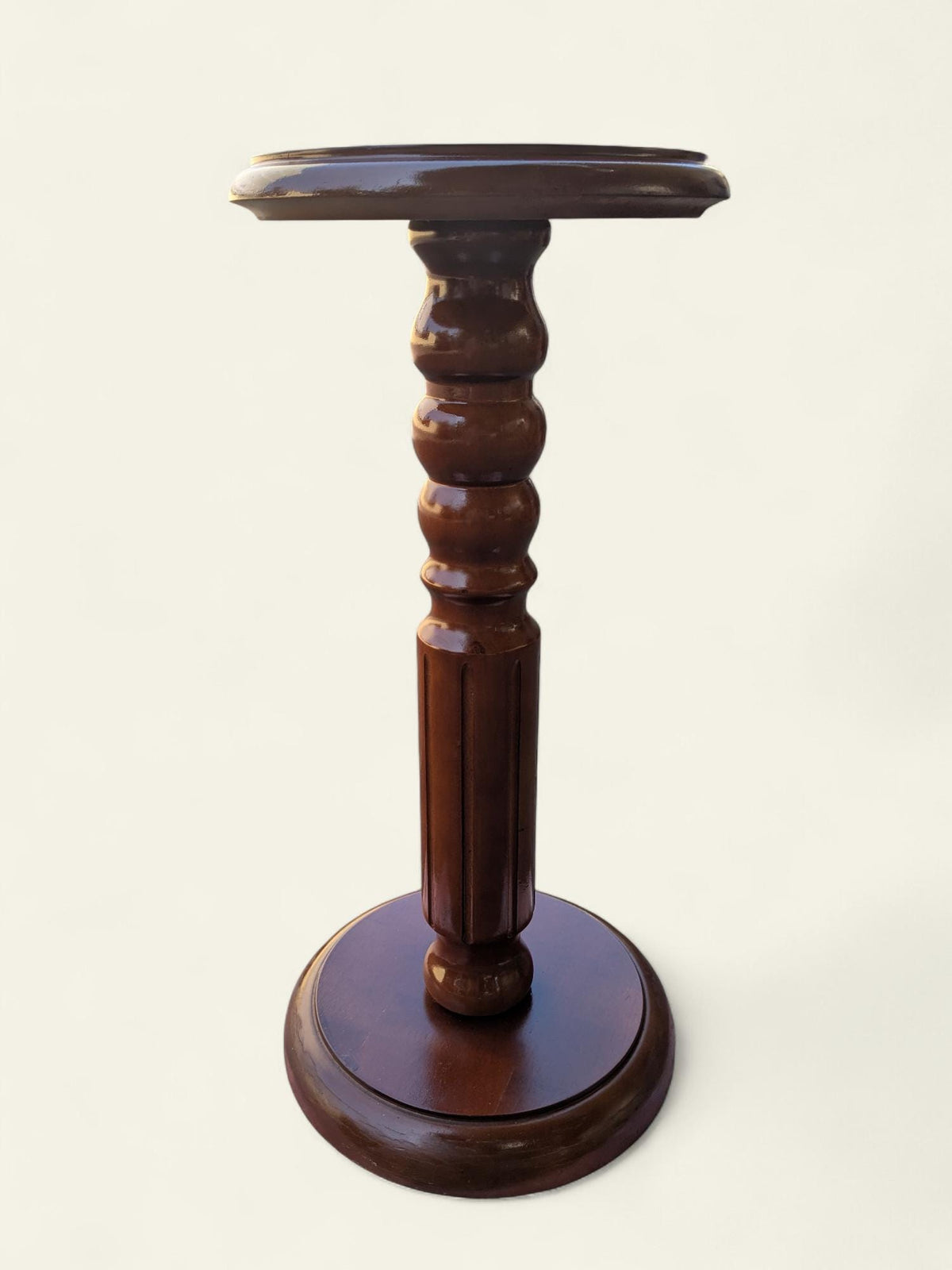 Rarität! Handgedrechselte Pflanzensäule aus Echtholz – Mid-Century, 1960er Jahre, unbenutzt, Vintage Deko aus Deutschland