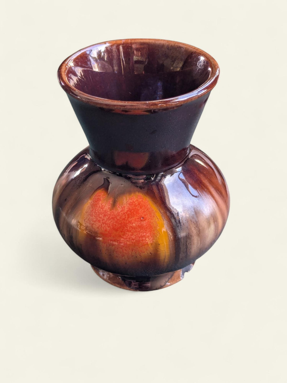 Vintage Obstschale mit passender kleiner Vase | 70er Jahre Keramik in Braun-Orange-Beige von Dümler&Breiden, Handarbeit aus Höhr-Grenzhausen