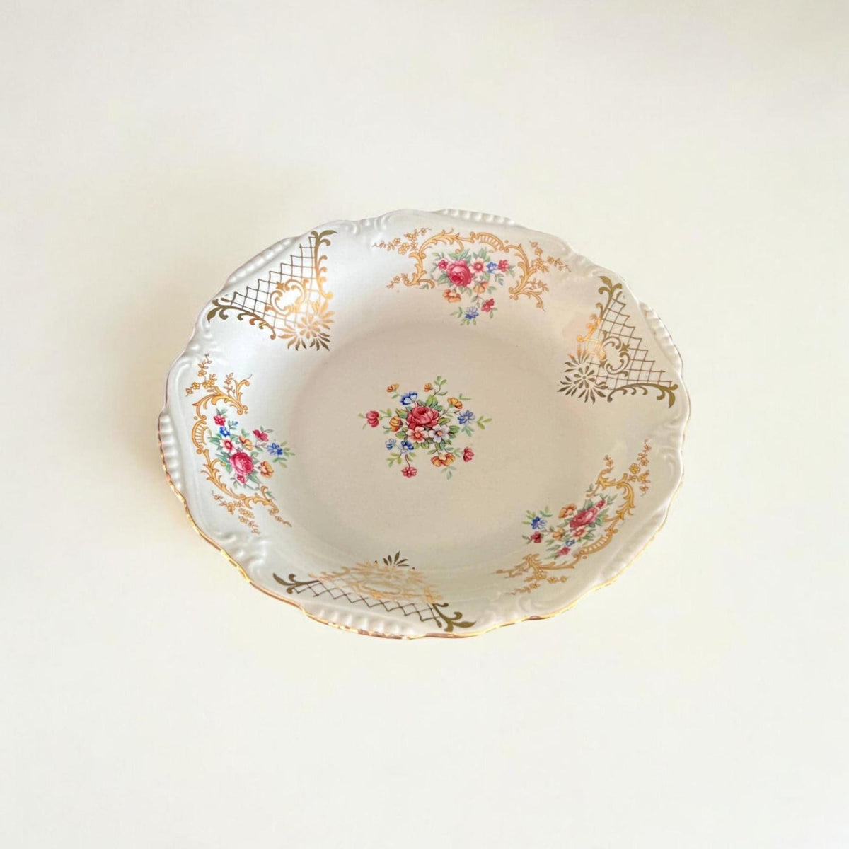 Vintage Servierschale von Winterling mit Blumendekor 14k Golddekor aus den 1950er Top Zustand