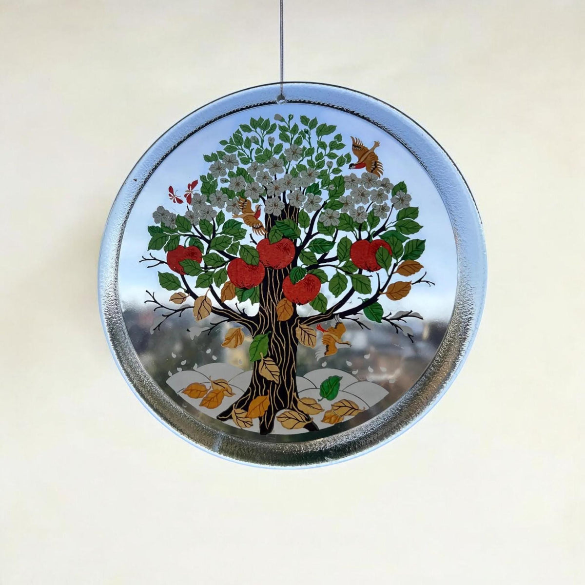 Fensterbild Apfelbaum 4 Jahreszeiten Top Zustand 1970er Jahre
