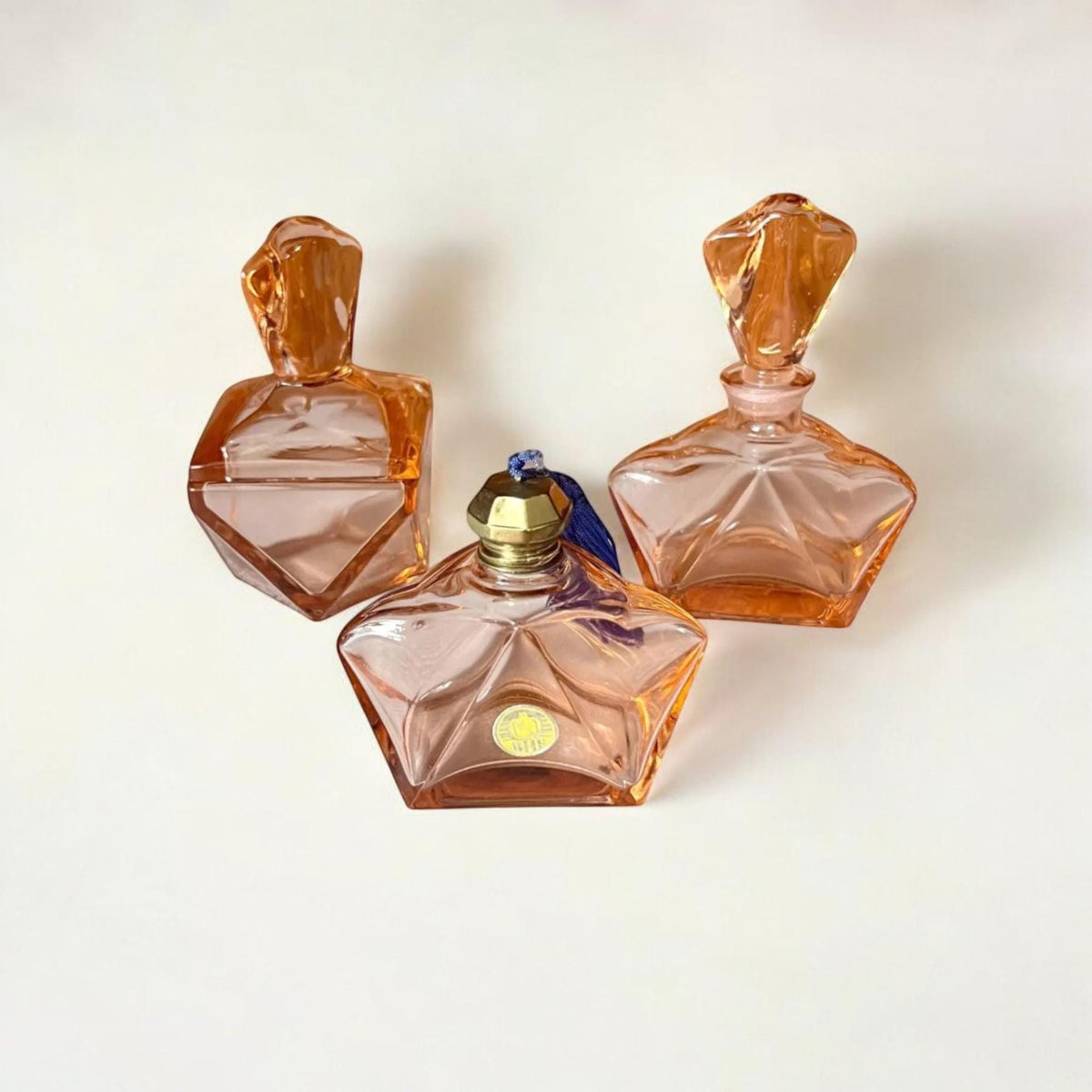 Art Deco Toilettenset aus Rosalin-Glas von BHF Bayrische Hohlflasfabrik Marktleuthen Deutschland 1930er Jahre, super Zustand, Boudoir