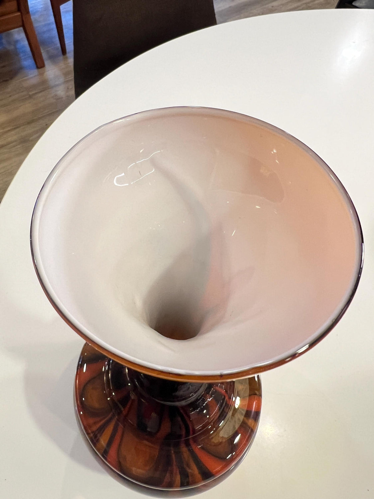 Seltene Vintage Opalglas Vase aus Italien | Orange-Braun | 70er Jahre | Große Mid-Century Vase