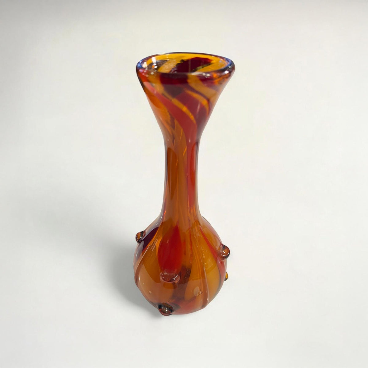 Vintage Aseda Vase | 60er Jahre schwedisches Glas | Orange-Braun | Mundgeblasen