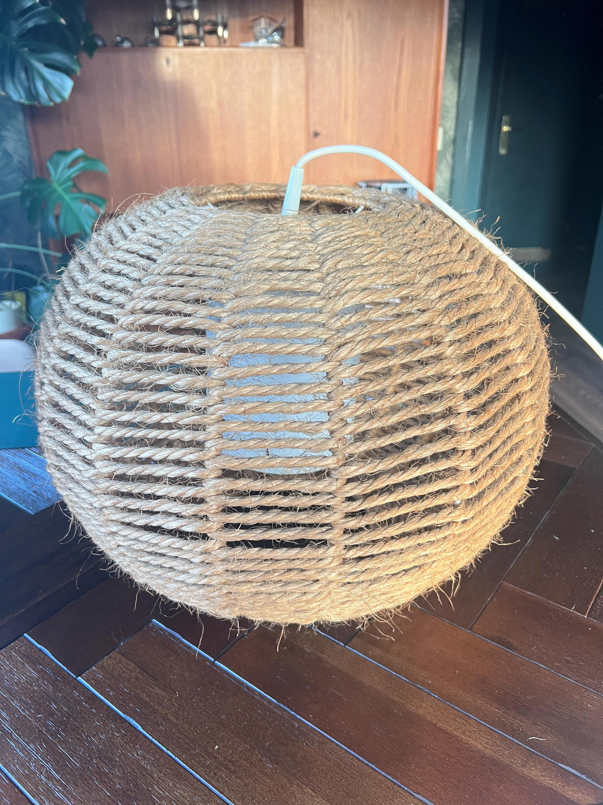 Danish Design Sisal-Deckenleuchte 1970er Jahre