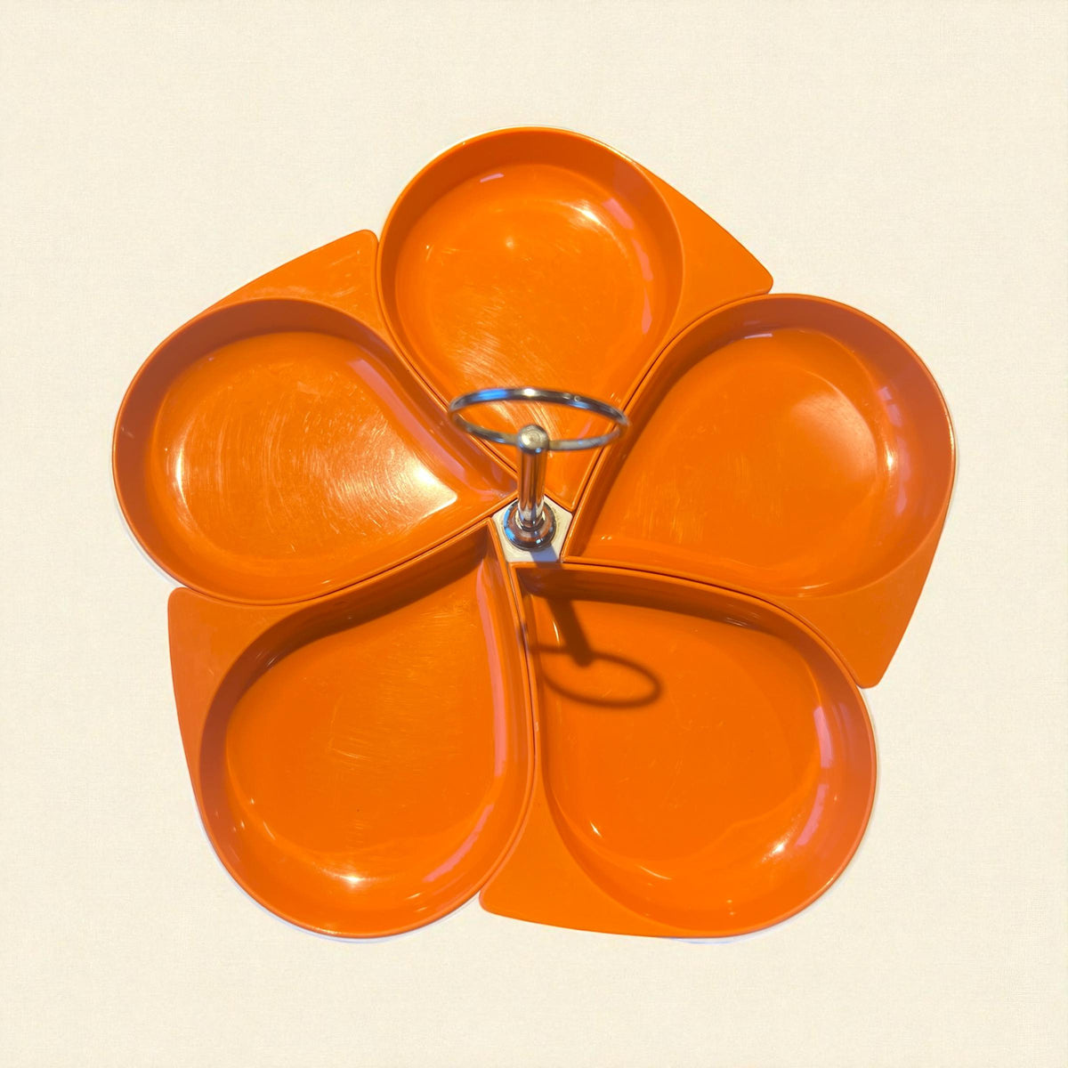 Vintage Snackschalen-Set in Orange – 5-teilig, herausnehmbar, sehr guter Zustand