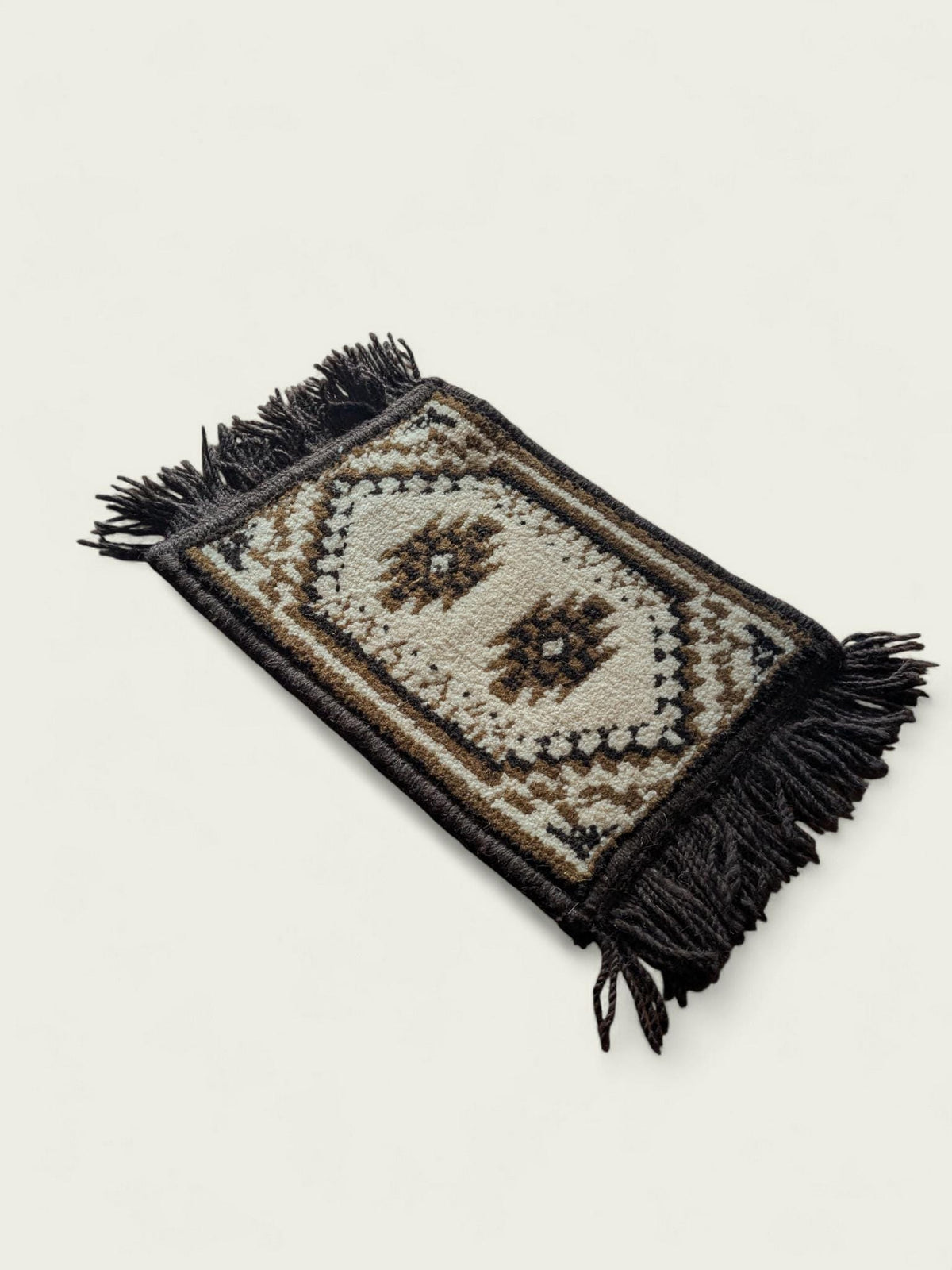 Seltener Vintage Tischläufer im Orient-/Ethnostil – 24 × 40 cm – Braun & Beige – Sehr guter Zustand