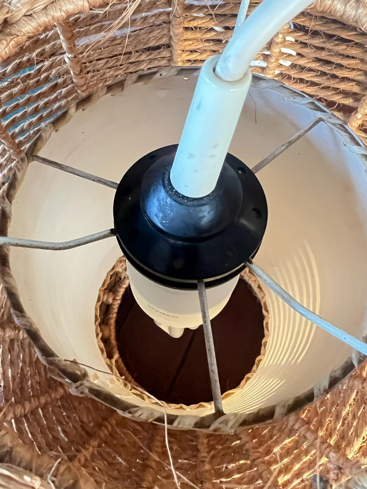 Danish Design Sisal-Deckenleuchte 1970er Jahre