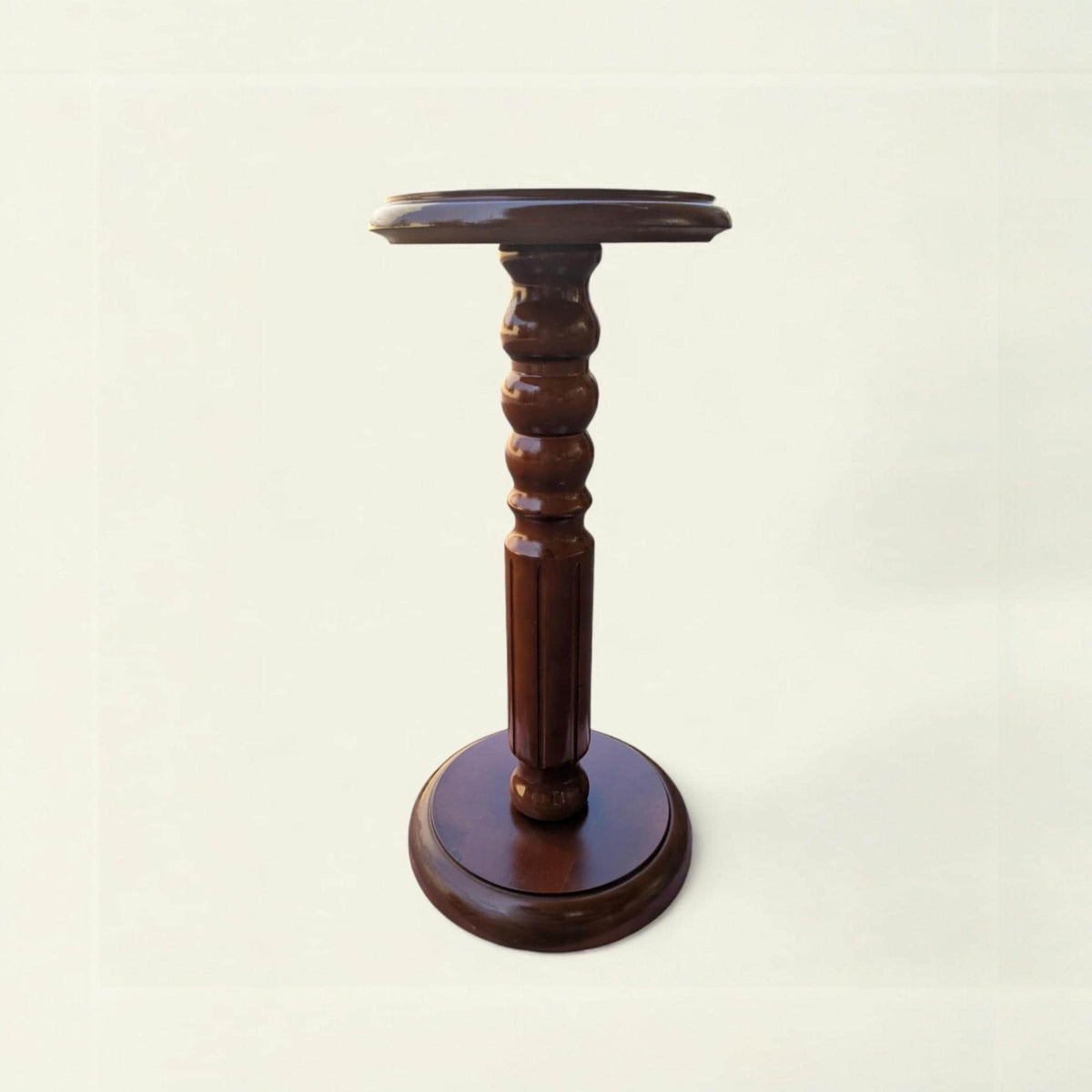 Rarität! Handgedrechselte Pflanzensäule aus Echtholz – Mid-Century, 1960er Jahre, unbenutzt, Vintage Deko aus Deutschland