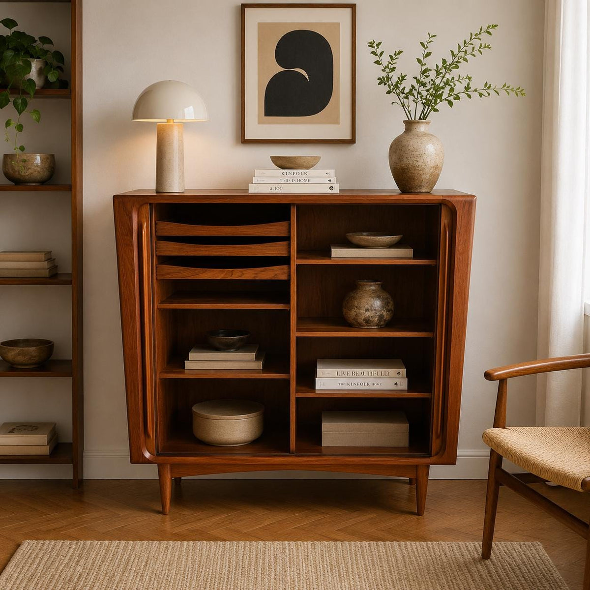 Bernhard Pedersen Tambour Cabinet | Danish Modern Teak Highboard | Mid Century Storage | Mid Century Modern Highboard | Made in Denmark