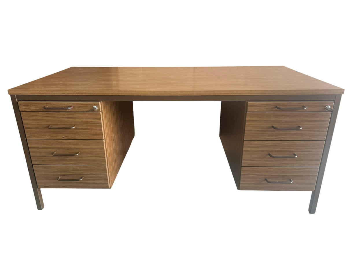 KGF Industrie Schreibtisch 1993 | 160 cm Vintage Bürotisch | Abschließbar | Stahl & Resopal | Industrial Design