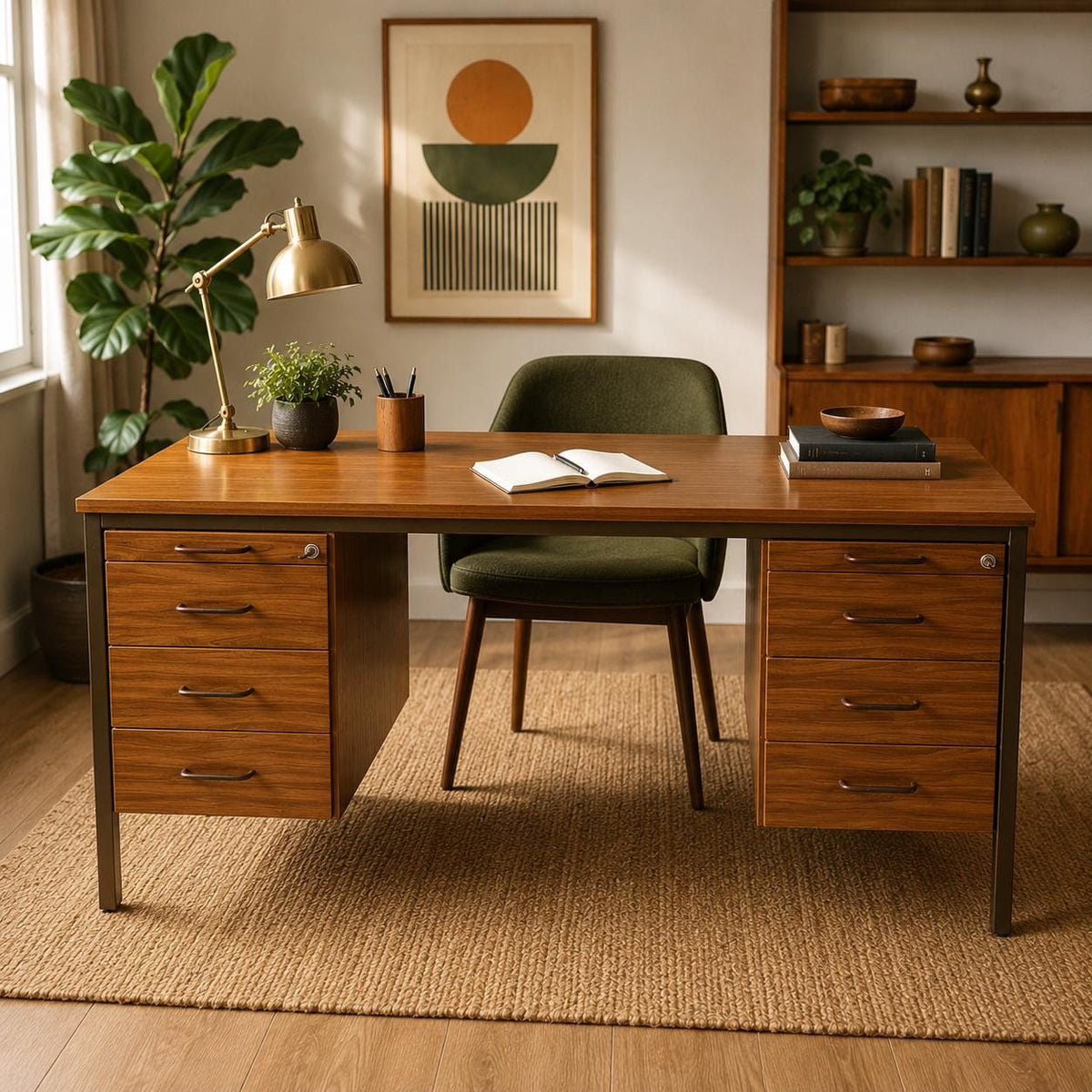 KGF Industrie Schreibtisch 1993 | 160 cm Vintage Bürotisch | Abschließbar | Stahl & Resopal | Industrial Design