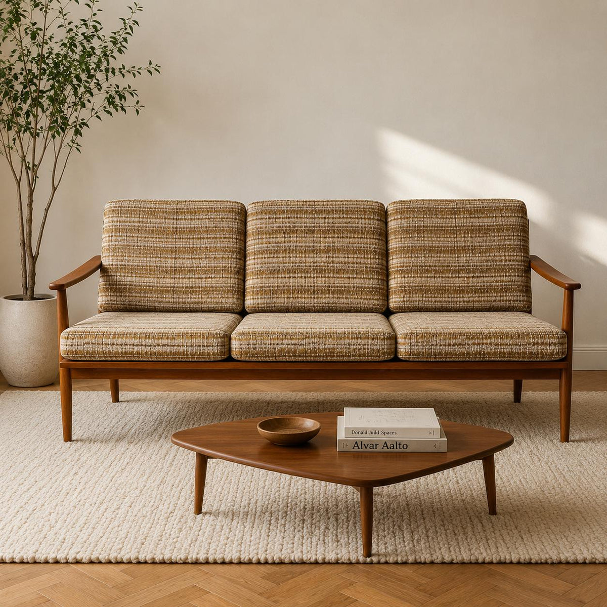 60er Jahre 3Sitzer-Sofa / Senator-Sofa im dänischen Design a la Ole Wanscher, Grete Jalk oder Knoll Antimott mit abnehmbaren Auflagekissen