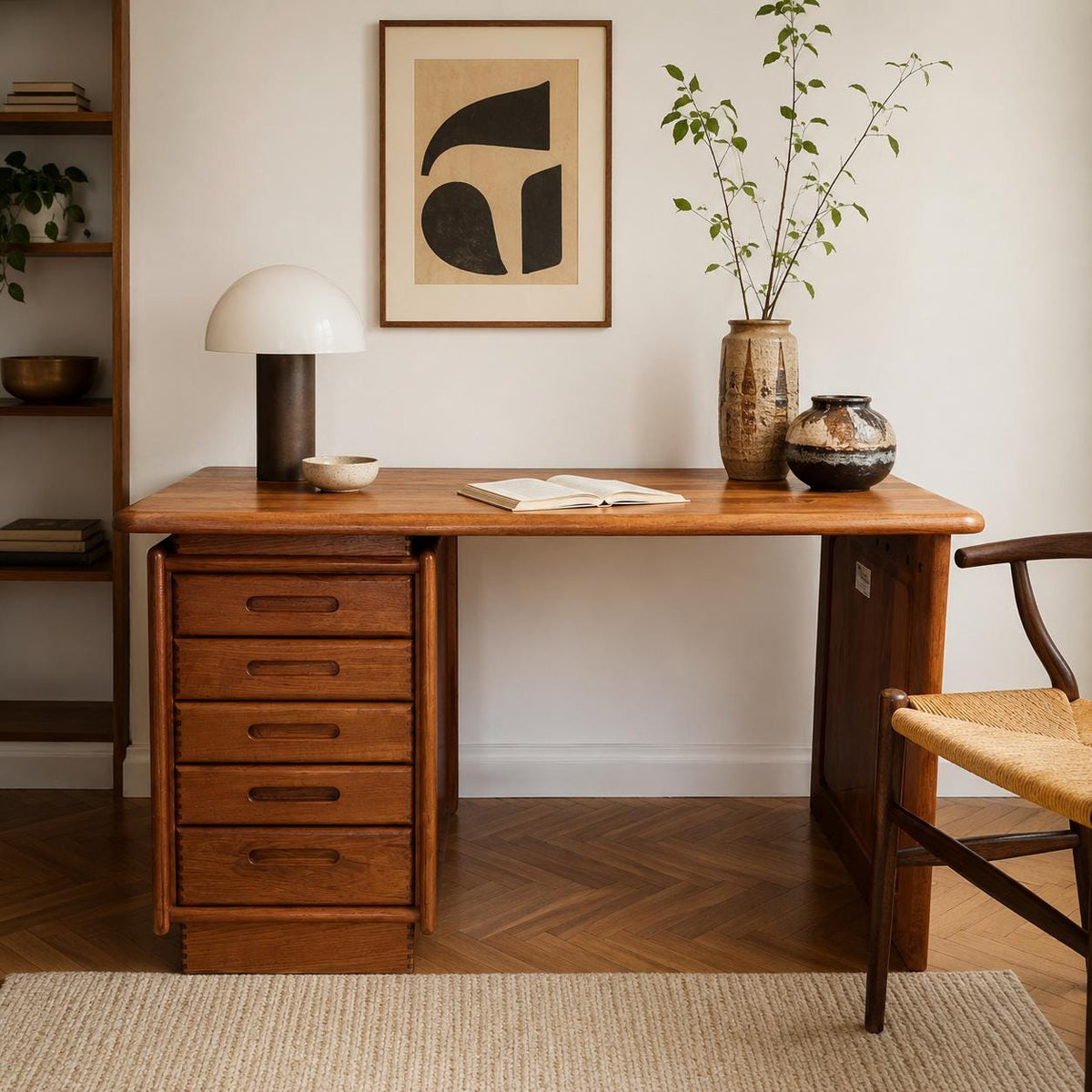 Salin Møbler Teak Schreibtisch – Danish Modern Design mit 5 Schubladen | Made in Denmark