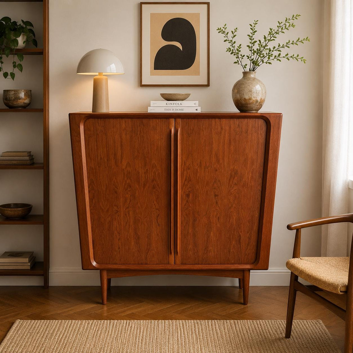 Bernhard Pedersen Tambour Cabinet | Danish Modern Teak Highboard | Mid Century Storage | Mid Century Modern Highboard | Made in Denmark