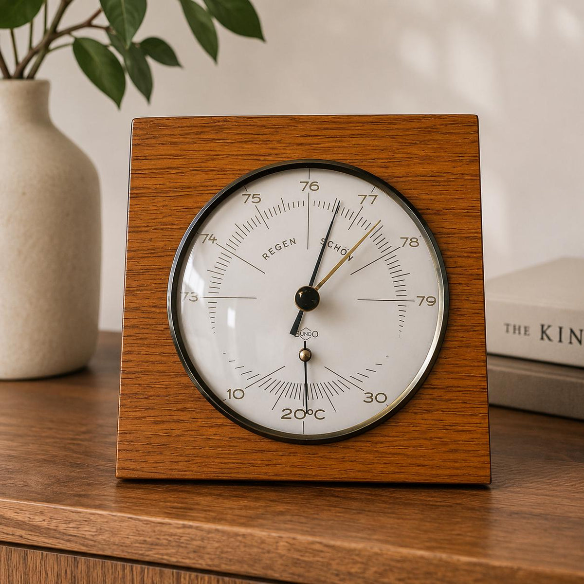 Vintage SUNDO Barometer Thermometer Holz Wetterstation 1960er | Mid Century Wanddeko | Deutsches Design