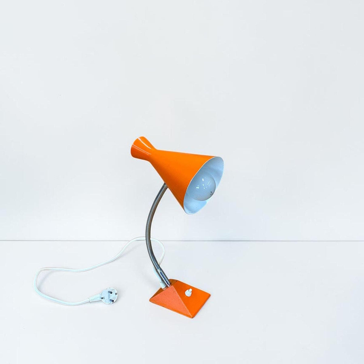 Space Age Tischlampe Orange 70er Jahre | Vintage Mid Century Schreibtischlampe | Retro Designleuchte