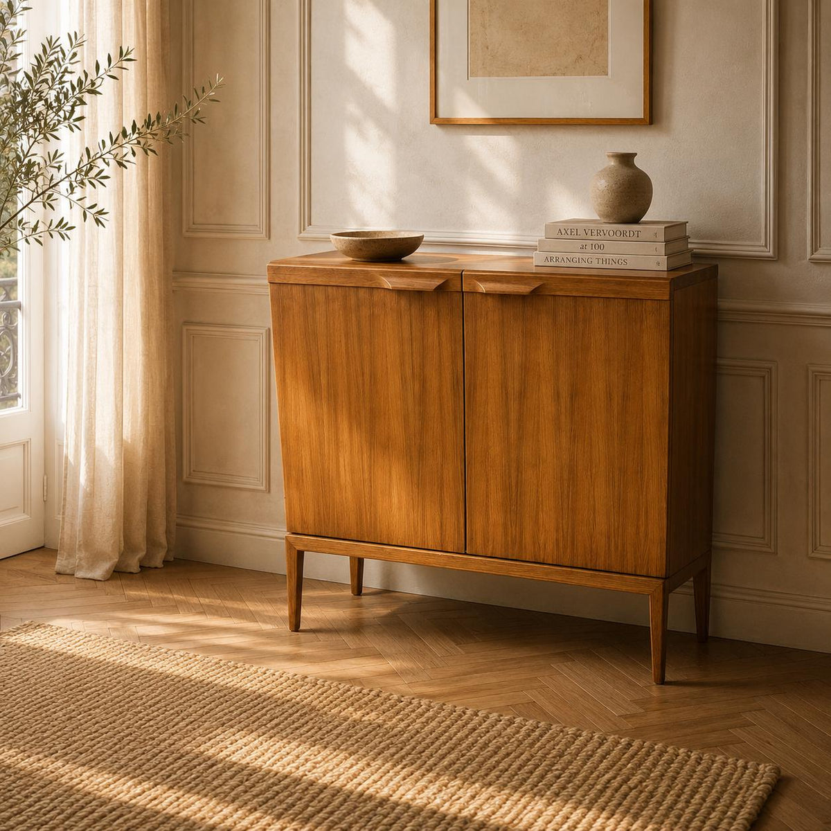 Palette Möbelwerk - Deutsches Mid Century Highboard aus den 1972er Jahren mit Auslieferungsnachweis und Markenlabel.