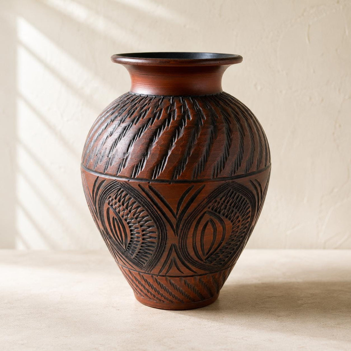 Große Vintage Keramikvase 36 cm | Westdeutsche Studiokeramik | Handarbeit | Skulpturale Relief Vase | Mid Century