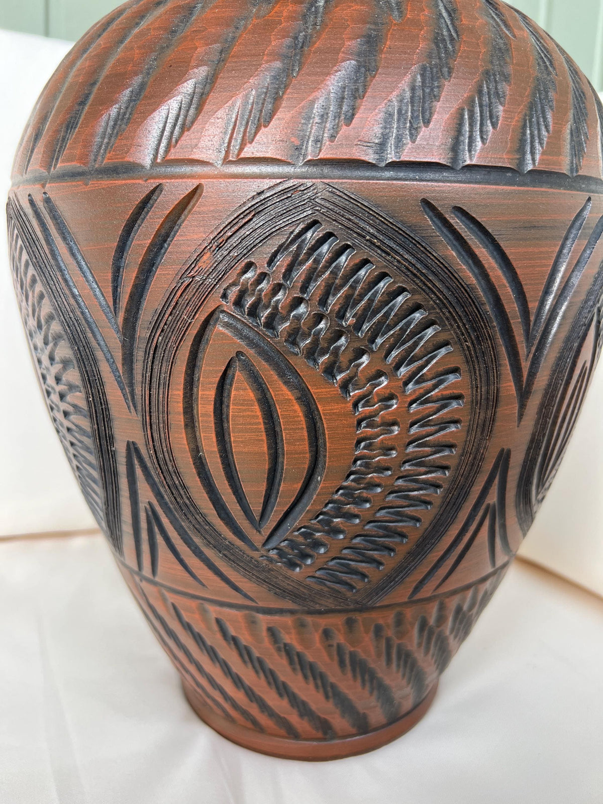 Große Vintage Keramikvase 36 cm | Westdeutsche Studiokeramik | Handarbeit | Skulpturale Relief Vase | Mid Century