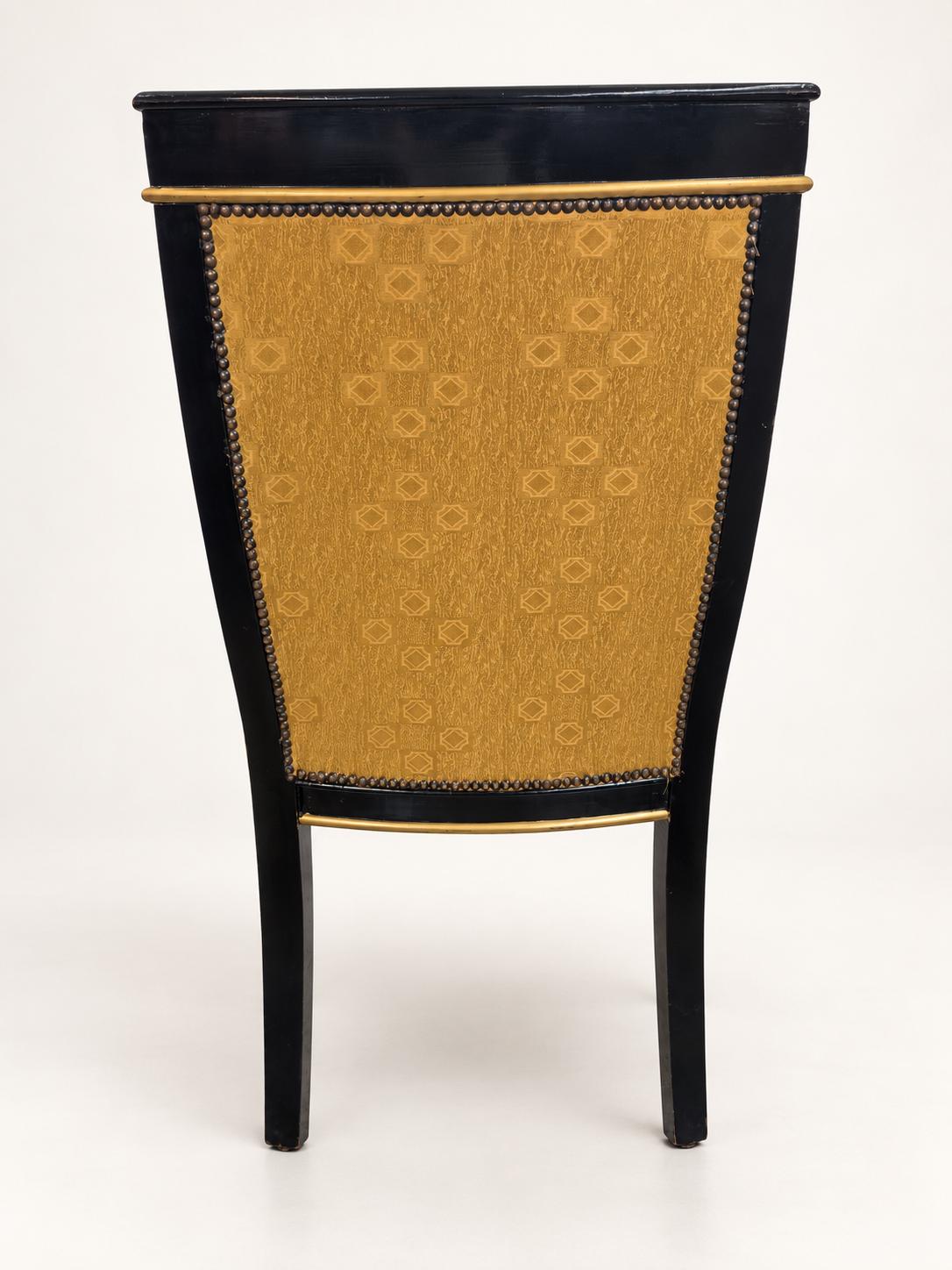 Vintage Sphinx-Sessel in Schwarz & Gold | Empire Revival Armlehnstuhl | Egyptian Revival Statement Chair